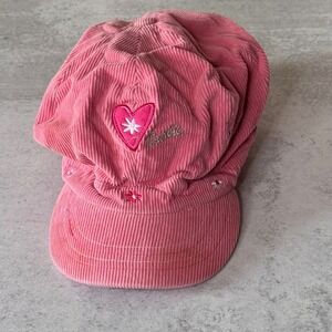 Vintage Barbie Girls Pink Corduroy Newsboy Cap Hat 2003